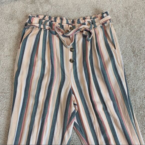 AE High-Waisted Striped Paperbag Jogger Sz L - Picture 6 of 15